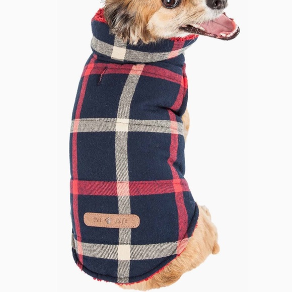 Pet Life Allegiance Insulated Plaid Dog Jacket w/ Interior Sherpa - Picture 15 of 17